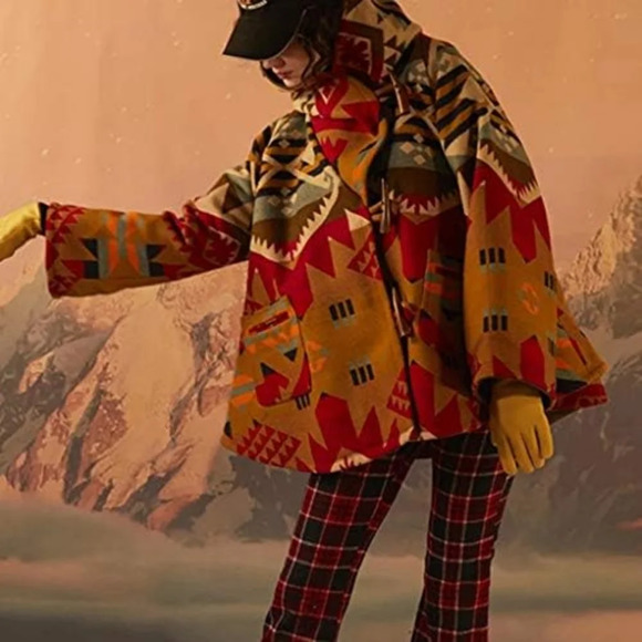 Vintage Jackets & Blazers - Casual Retro Print Hooded Jacket With Pockets, ORANJE, XL